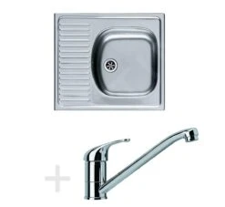 Franke Sets - Keukenset N32, ETN 611-58 Roestvrij Staal Spoelbak + FB 250.031 Keukenkraan, Chroom 101.0283.215