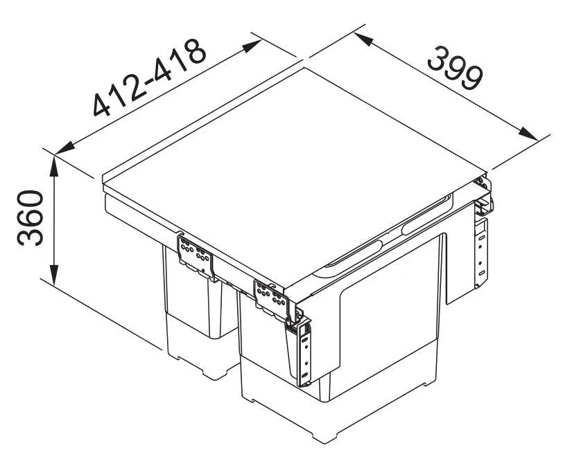 Franke Sorters - Garbo 45-2 Inbouw Afvalemmer 121.0200.692 - Afbeelding 2