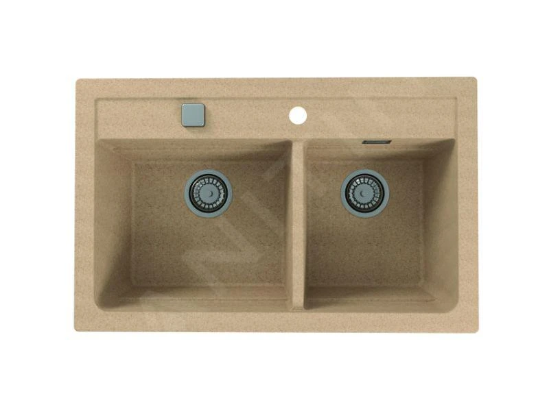 Alveus Atrox - Granieten Spoelbak 790x500 Mm, Met Draaiknopbediening, Beige 1132000 - Afbeelding 3