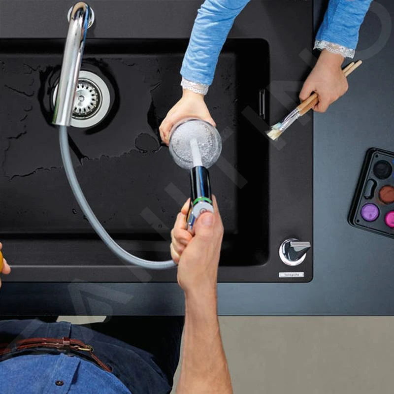 Hansgrohe Spoelbakken - Spoelbakset C51-F450-06, Zwart Grafiet/chroom 43217000 - Afbeelding 3