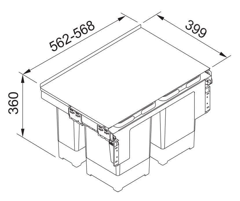 Franke Sorters - Inbouw Afvalemmer Garbo 60-4 121.0200.676 - Afbeelding 2