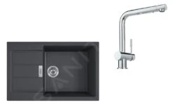 Franke Sets - Set T87, Tectonite Spoelbak S2D 611-78 XL En Keukenkraan SAMOA, Zwart/chroom 143.0618.735