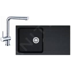 Franke Sets - Spoelbakset T39, OID 611 Tectonite Spoelbak, Zwart + Keukenkraan SAMOA, Chroom 114.0441.299