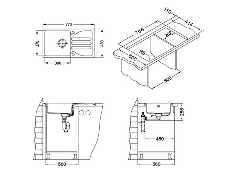 Alveus Galapagos - Granieten Spoelbak 770x430 Mm, Met Draaiknopbediening, Beige 1091213 - Afbeelding 2