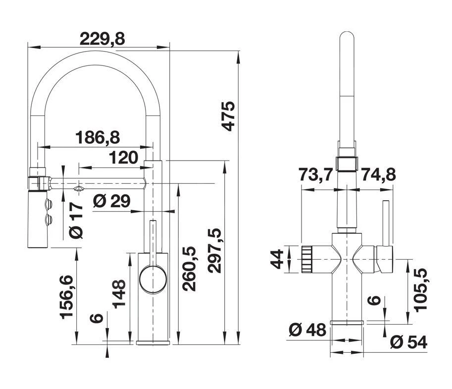 Blanco Catris S - Keukenkraan Met Filterfunctie En Flexibele Uitloop, Chroom/zwart 526705 - Afbeelding 2