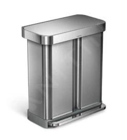 Simplehuman Afvalemmers - Pedaalemmer Met Twee Compartiment, Met Zakenhouder, 58 L, Gebrosteld Rvs CW2025