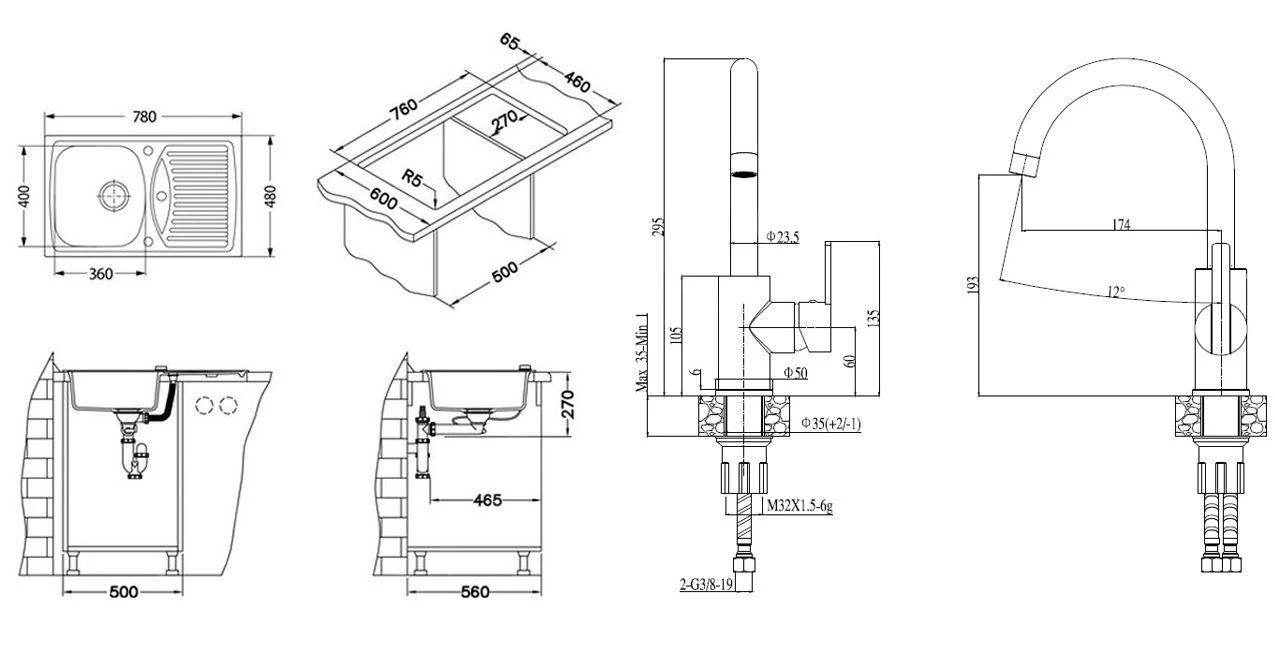 Alveus Sets - Set Spoelbak Record 30 En Keukenkraan Tonia, Beige SETA112 - Afbeelding 2