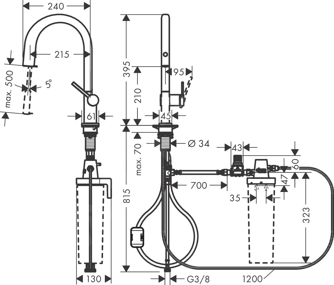 Hansgrohe Aqittura M91 - Keukenmengkraan Met Uittrekbare Uitloop En Filterkop, Mat Zwart 76803670 - Afbeelding 2