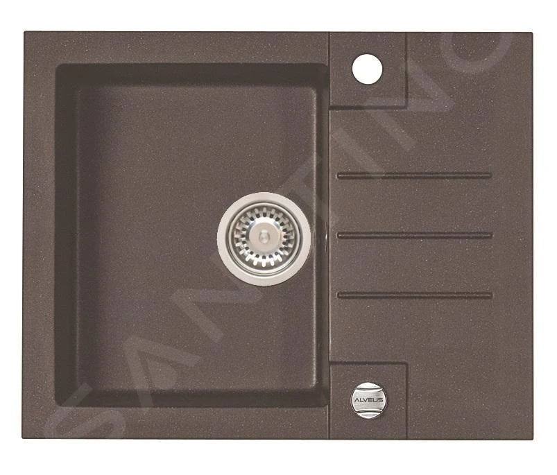 Alveus Rock - Granieten Spoelbak 595x475 Mm, Met Draaiknopbediening, Chocolate 1107846