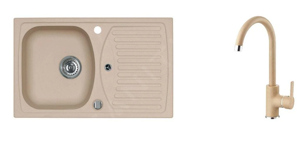 Alveus Sets - Set Spoelbak Record 30 En Keukenkraan Tonia, Beige SETA112