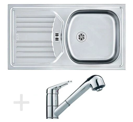 Franke Sets - Keukenset N49, Rvs Spoelbak ETN 614 6/4" NOVA + FC 9547.031 Keukenkraan, Chroom 101.0366.098