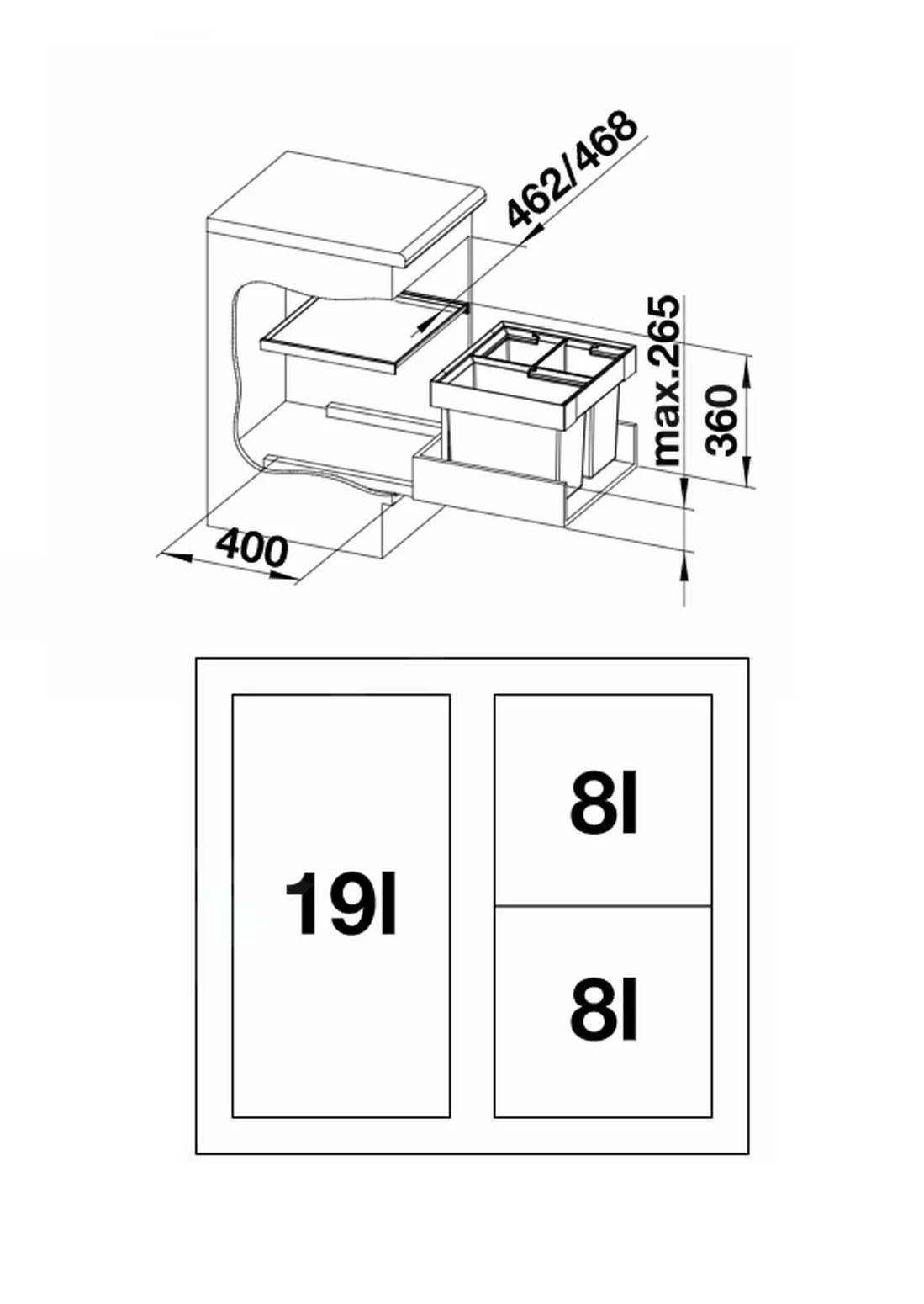 Blanco Flexon II - Afvalsorteersysteem, Inhoud, 35 L 521470 - Afbeelding 2