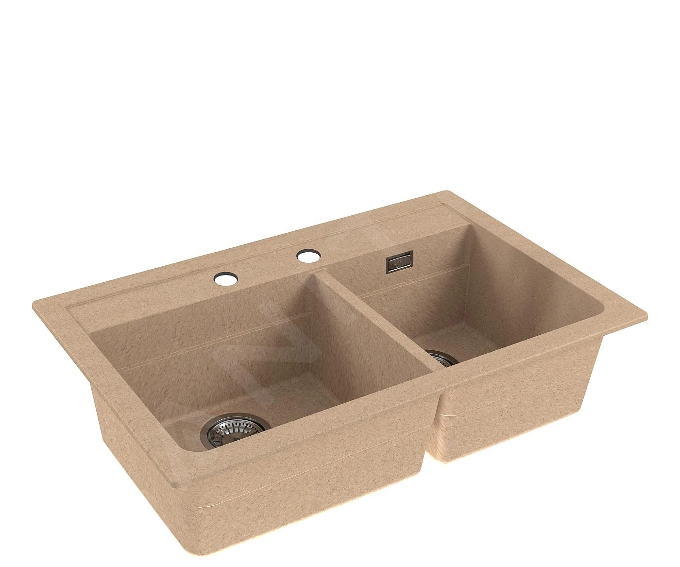 Alveus Atrox - Granieten Spoelbak 790x500 Mm, Met Draaiknopbediening, Beige 1132000 - Afbeelding 4