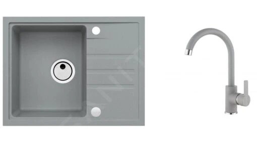 Alveus Sets - Set Spoelbak Intermezzo 30 En Keukenkraan Tonia, Concrete SETA360
