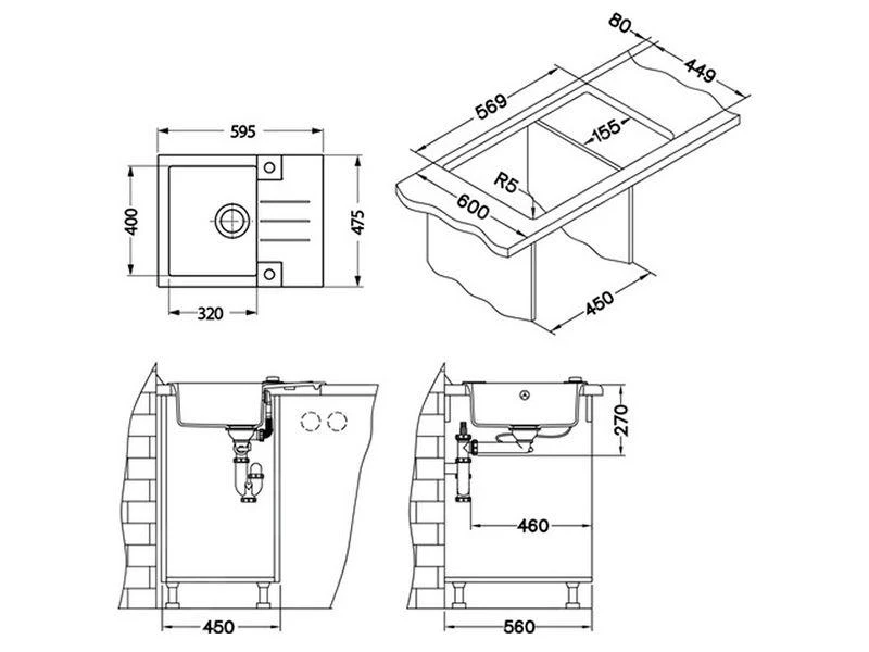 Alveus Rock - Granieten Spoelbak 595x475 Mm, Met Draaiknopbediening, Chocolate 1107846 - Afbeelding 2