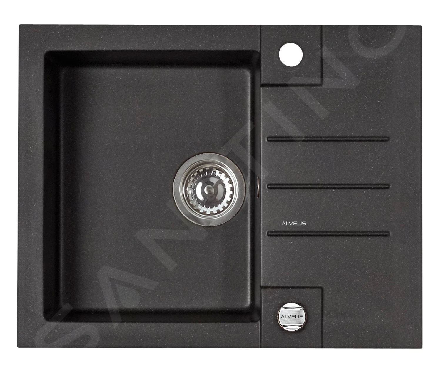 Alveus Rock - Granieten Spoelbak 595x475 Mm, Met Draaiknopbediening, Carbon 1090951