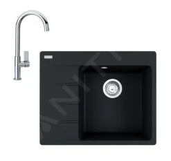 Franke Sets - Set G222, Fragraniet Spoelbak CNG 611-62 TL/7 En Keukenkraan FP 0408.031, Onyx/chroom 114.0650.767