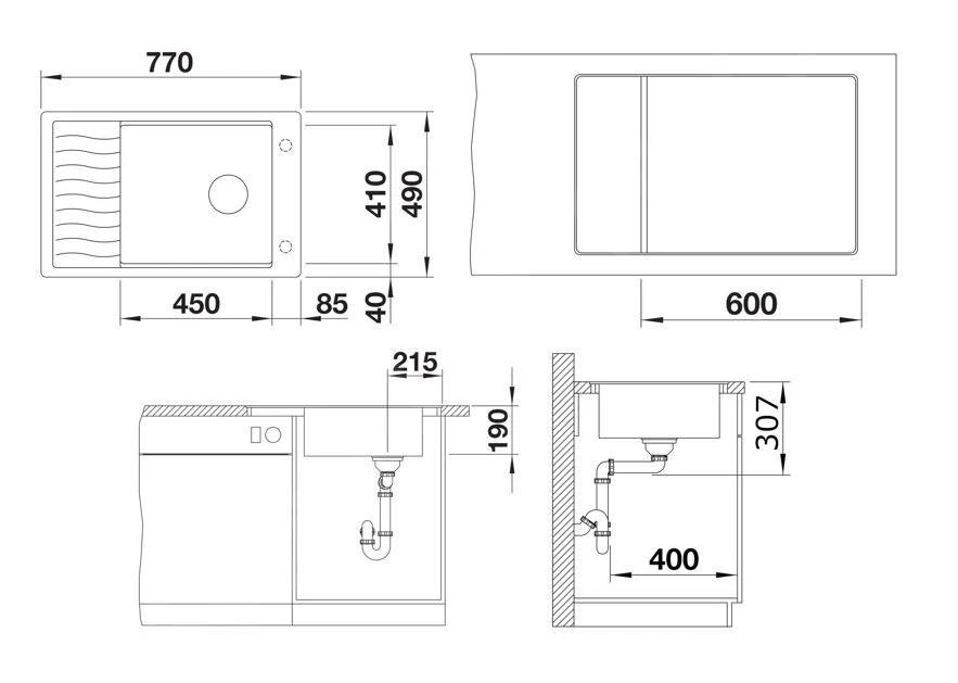 Blanco Elon XL 6 - Silgranit Spoelbak, 770x490 Mm, Met Afvoerbediening En Toebehoren, InFino, Aluminium 524856 - Afbeelding 2