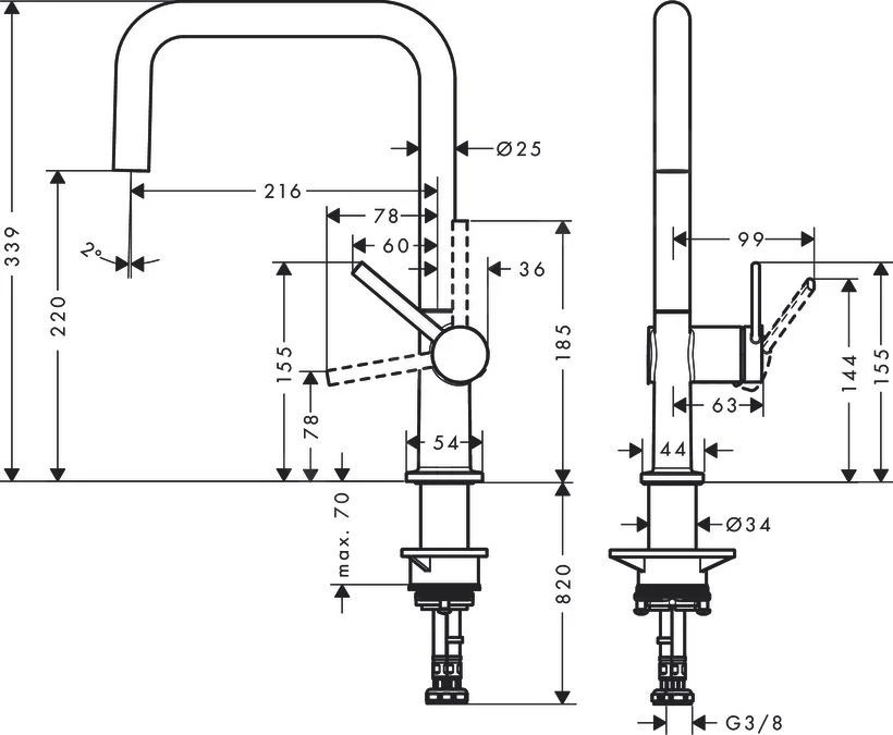 Hansgrohe M54 - Talis Keukenkraan, RVS Look 72806800 - Afbeelding 2