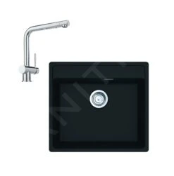 Franke Sets - Set G246, Fragraniet Spoelbak MRG 610-52 RTL En Keukenkraan Samoa, Mat Zwart/chroom 114.0675.612