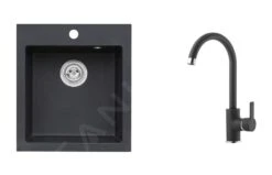 Alveus Sets - Set Granieten Spoelbak Cortina 20 En Keukenkraan Tonia, Carbon SETA737