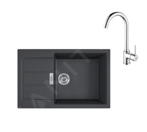 Franke Sets - Keukenset T106, Tectonite Spoelbak S2D 611-78 XL En Keukenkraan FP 9000.031, Zwart/chroom 143.0675.732
