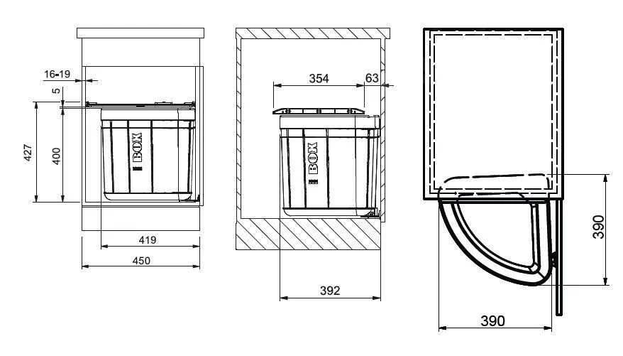 Franke Sorters - Inbouw Prullenbak 45, Zwart 121.0307.565 - Afbeelding 2