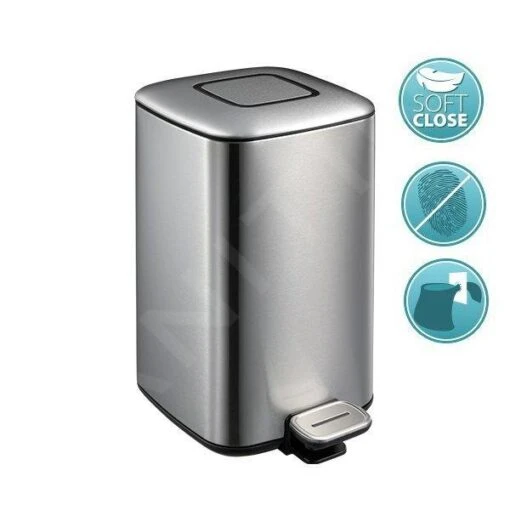 Sapho Regent - Prullenbak 6 L, SoftClose, Mat RVS DR501