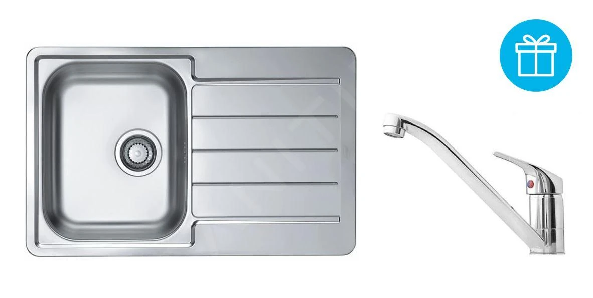 Alveus Sets - Set Spoelbak Line 80, Keukenkraan Riviera + Cadeau, Chroom SETA271