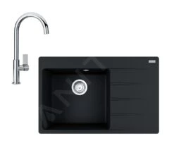 Franke Sets - Set G218, Fragraniet Spoelbak CNG 611-78 TL/2 En Keukenkraan FP 0408.031, Onyx/chroom 114.0650.816