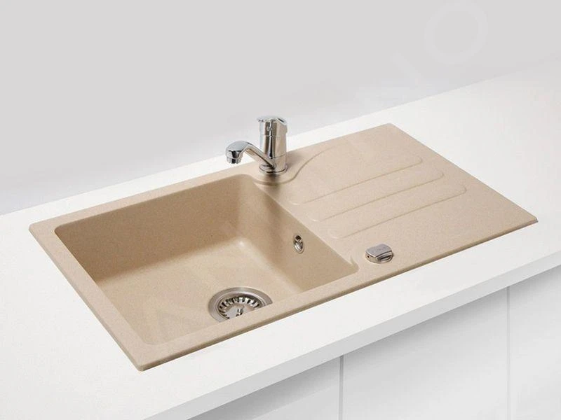 Alveus Galapagos - Granieten Spoelbak 770x430 Mm, Met Draaiknopbediening, Beige 1091213 - Afbeelding 3