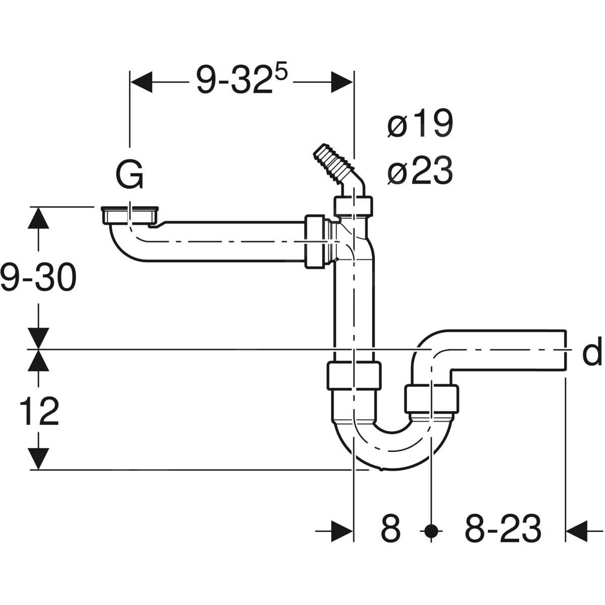 Geberit Toebehoren - Buissifon Voor Spoelbak, Ruimtesparend Model, Afvoer Horizontaal, D 50 Mm 152.819.11.1 - Afbeelding 2