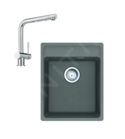 Franke Sets - Set G242, Fragraniet Spoelbak MRG 610-37 RTL En Keukenkraan Samoa, Grijze Steen/chroom 114.0675.643