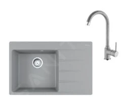 Franke Sets - Set G234, Fragraniet Spoelbak CNG 611-78 TL/2 En Keukenkraan FP 9000.084, Grijze Steen 114.0650.843