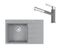 Franke Sets - Set G219, Fragraniet Spoelbak CNG 611-78 TL/2 En Keukenkraan FC 3055.084, Grijze Steen/chroom 114.0650.827